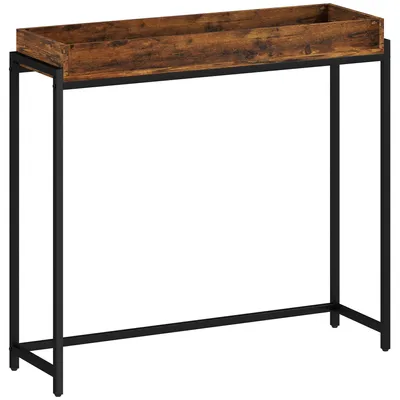 Obrázok produktu pre Úzka konzolový stolík do predsiene | Farba: Hnedá, Čierna | Rozmery: 100x30x91 cm
