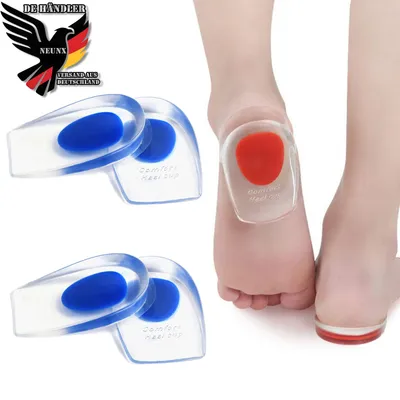Produktbild von 2 Paar Erhöhung Schuheinlagen Gel Fersenpolster Silikon Einlegesohlen Fersenkissen Fersensporn Fersenschalen Einlagen EU Gr. 41-47 in Blau