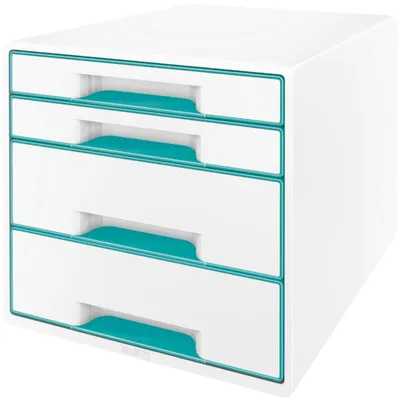 Immagine prodotto di Leitz 5213-20-51 5213 WOW CUBE - A4/C4, 4 cassetti chiusi, bianco perla/blu ghiaccio metallizzato