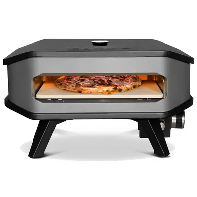 Produktbild von COZZE® 90349 Pizza-Gas-Ofen mit Thermometer Temperaturanzeige Profi bis 400° Grad mit 34x34 cm Pizzastein - tragbarer Pizzaofen Steinofen-Pizza für Terrasse, Balkon Garten Camping