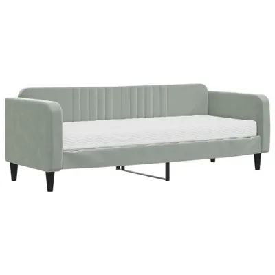 Zdjęcie produktu dla VidaXL 3197032, sofa rozkładana, Szary, Pianka, Metal, Poliester, Drewno, 2230 mm, 900 mm
