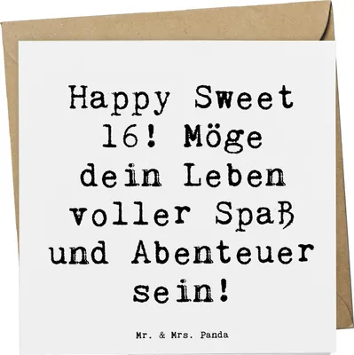 Produktbild von Mr. & Mrs. Panda Grußkarte Spruch 16. Geburtstag Glück - Weiß - Geschenk, Klappkarte, Glückwunschkarte, besondere Geschenke, Alter, süßes sechszehntes, Meilenstein