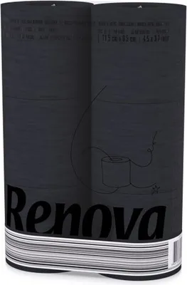 Produktbild von 24 Rollen schwarzes Toilettenpapier von Renova im Folienpack - SCHWARZ