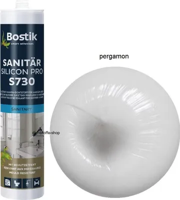 Produktbild von Bostik S730 Sanitär Silicon Pro  300ml Kartusche Silikon Fugen Dichtstoff Pergamon