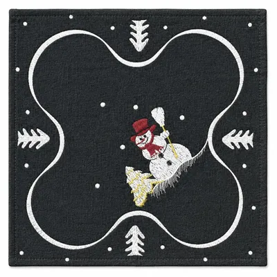 Produktbild von Tischset Weihnachten Schneemann 35 x 35 cm Leinenoptik Platzset bestickt Untersetzer