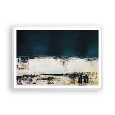 Produktbild von Gerahmtes Poster - Weißer Rahmen - Abstraktion gerieben schwarz - 100x70 cm - Wand Bild - Wanddeko - Wandbilder - Kunstposter - Wandposter - Bilderrahmen - Bilder - Kunstdruck - P2WAA100x70-4381
