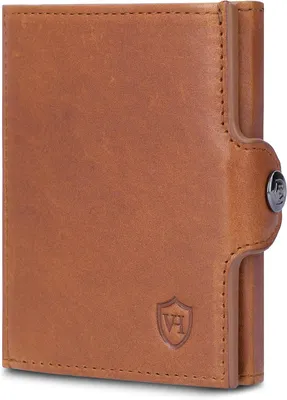 Produktbild von Slim Wallet Leder mit Münzfach RFID Schutz Mini Geldbörse Kartenetui Portemonnaie Dünn Kompakt Scheinfach Herren Damen Geschenkbox