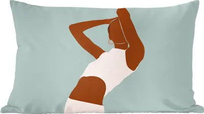 Produktbild von MuchoWow® Zierkissen Sofakissen Wohnzimmer Dekokissen 50x30 cm Frau - Sommer - Pastell - Wohnzimmerdekoration - Polster mit Photo
