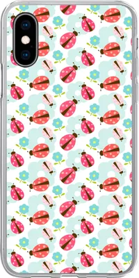 Produktbild von MuchoWow® Handyhülle Schutzhülle Hülle für Telefoonhoesje iPhone X Mädchen - Marienkäfer - Blumen - Muster - Mädchen - Kinder - Kinder Silikon Softcase Handy Hülle - Handyhülle