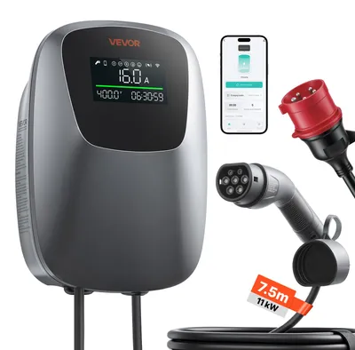 Produktbild von VEVOR Wallbox Wandladestation 11 kW Dreiphasig CEE 16 A 400 V Typ 2, Ladegerät für Alle Elektrofahrzeuge und Plug-in-Hybride, Intelligentes Autoladegerät mit App-Steuerung und Digitalanzeige, IP65