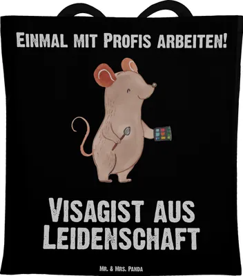 Produktbild von Mr. & Mrs. Panda Schultasche Visagist Leidenschaft - Schwarz - Geschenk, Laptoptasche, Kosmetikstudio, Jutebeutel, Spruch, Büchertasche, Beauty Salon, Einkaufstasche