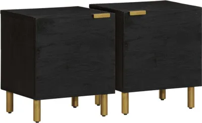 Obrázok produktu pre Nočné stolíky 2 ks, čierne 40x33x46 cm, mangový masív