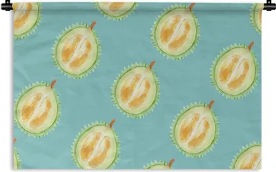 Produktbild von MuchoWow® Wandteppich Wandbehang Obst - Zitrusfrüchte - Blau 120x80 cm Tapisserie Dekoration Wandtuch - Wanddekorationen - Wandtücher