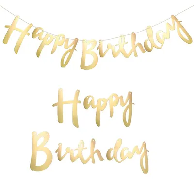 Produktbild von Happy Birthday Banner Gold Metallic 5m Girlande Geburtstagsdeko