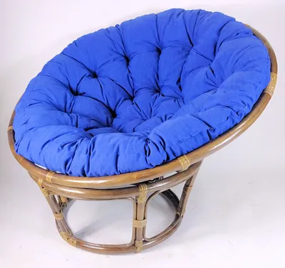 Produktbild von Rattan Papasansessel,Papasan Durchmesser 110 cm, Fb. Dunkelbraun, Polster Uni Living 226 dunkel blau