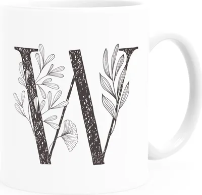 Produktbild von Kaffeetasse Monogramm Initiale Geschenk-Motiv Tasse personalisierte Namenstasse personalisierte Geschenke SpecialMe® W weiß Keramik-Tasse