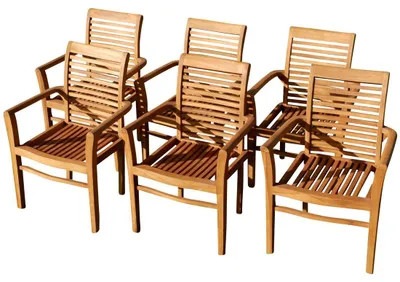 Produktbild von 6Stk ECHT TEAK Design Gartensessel Gartenstuhl Sessel Holzsessel Gartenmöbel Holz sehr robust Modell: 6x ALPEN von AS-S
