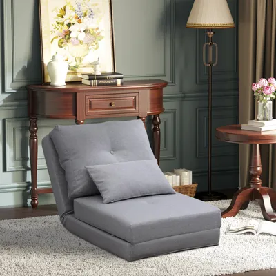 Produktbild von Sweiko Bodensessel Klappmatratze Schlafmatte, 2-in-1-Design, abnehmbares Kissen, 60 x 80 x 56 cm, Grau