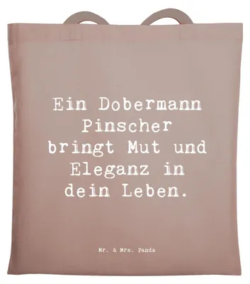 Produktbild von Mr. & Mrs. Panda Shopping Tasche Spruch Dobermann Pinscher - Braun Pastell - Geschenk, Schutzhund, Beutel, Tragetasche, Hunderassen Vielfalt, Stärke, Hunderasse, Treue