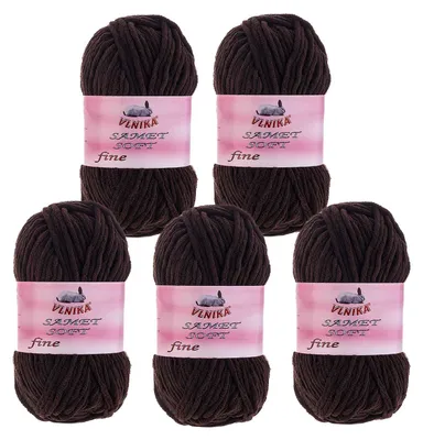 5 x 100g Strickgarn Samet Soft Fine schokobraun