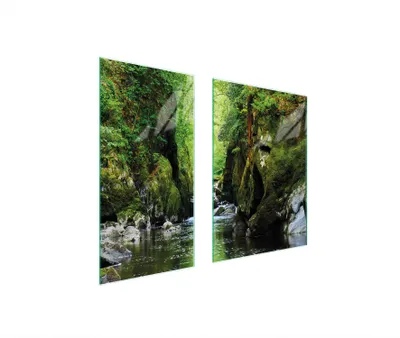 Produktbild von Herdabdeckplatten 2 teilig 75x52 Glaskeramikkochfeld Abdeckung Glas Schneidebrett Landschaft Wald