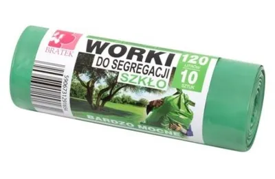 Zdjęcie produktu dla Bratek, Worki na śmieci, zielone, do szkła 120l, 10 sztuk