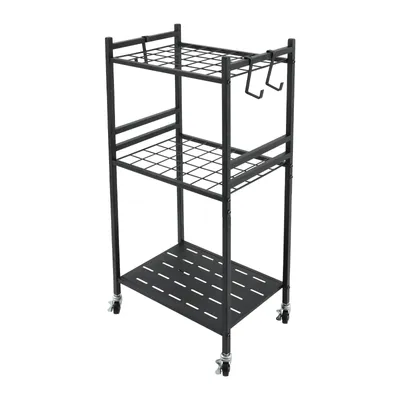 Image de Organisateur d'outils de jardin sur roulettes, support de rangement en fer pour outils de jardin, capacité maximale : 30 kg