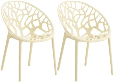 Produktbild von CLP 2er Set Gartenstühle Hope mit Lehne stapelbar wetterfest UV-beständig bis 150 kg creme