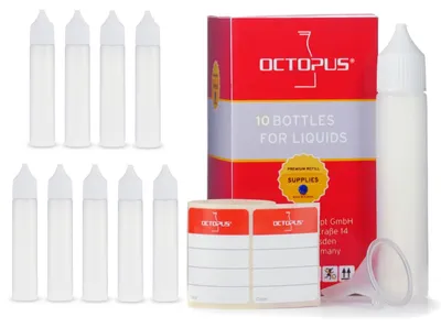 10 LDPE-Fläschchen 30 ml mit Trichter + Etiketten, Dosierflaschen