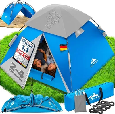 Produktbild von Wurfzelt - extra wasserdicht & stabil, schneller Auf- & Abbau in 45 Sekunden | Wurfzelt 4 Personen wasserdicht | Wurfzelt 3 Personen | Wurfzelt 2 Personen, Pop Up Zelt 2 Personen | Camping Zelt
