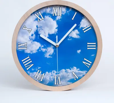 Produktbild von Holzuhr 25fi cm wanduhr - weiße Spitzen - Wolken im Himmel
