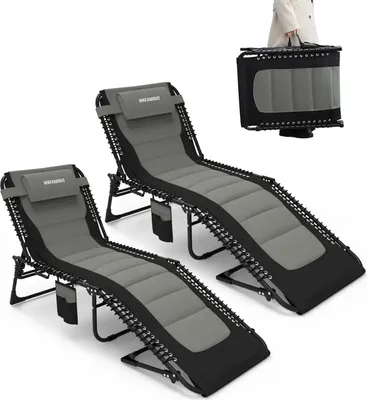 Produktbild von Sonnenliege für draußen - Klappbare Strandliege - 2er-Set 200×68×35 cm - 5-fach verstellbar - Gepolstert - Mit Armlehnen - 150 kg - Schwarz