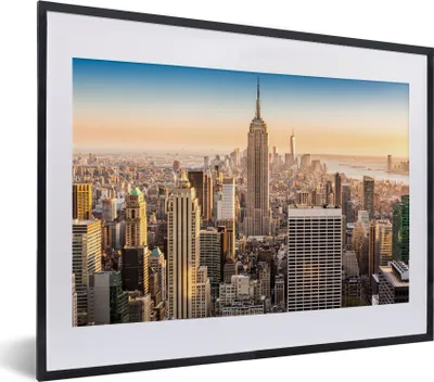 Produktbild von MuchoWow® MuchoWow® Gerahmtes Poster New York - Nebel - Skyline 40x30 cm - Poster mit zchwarzem Bilderrahmen - Bilderrahmen - Poster im Rahmen