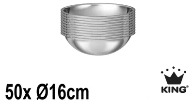 Produktbild von 50tlg. Schüsselset Edelstahl: Schüsselgröße Ø16cm / Füllmengen: 500ml / 50x Schüsseln Ø16cm
