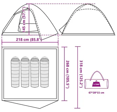 Produktbild von vidaXL Kuppel-Campingzelt 4 Personen Braun Wasserdicht