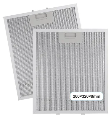 Obrázek produktu pro 2 kusy hliníkových filtrů do odsavače par, rozměry 320 x 260 x 9 mm