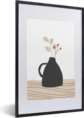 Produktbild von MuchoWow® Gerahmtes Poster Sommer - Blume - Schwarz - Weiß 40x60 cm - Poster mit Schwarzem Bilderrahmen Wandposter Rahmen Foto Bilder - Poster in Rahmen