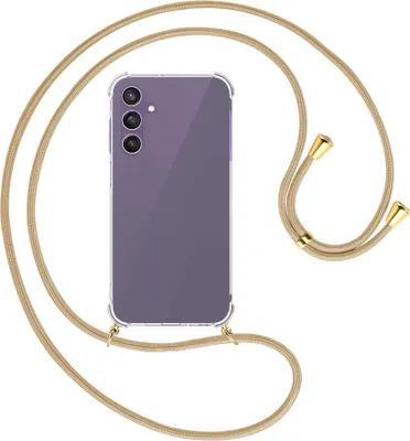 Produktbild von Handykette Backcover-Schutzhülle mit Band (Metall goldfarben) für Samsung Galaxy A25 5G - caramel