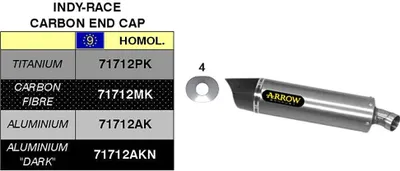 Immagine prodotto di Marmitta slip-on ARROW indy race alluminio scuro con fondello per Honda Cbr 600 rr
