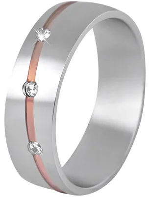 Image de Bague dame bicolore en acier SPD07 - Circonférence : 57 mm