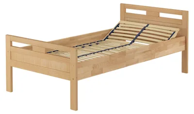 Produktbild von Massivholzbett Seniorenbett Buche natur 100x200 Einzelbett Hohes Bett Zubehör wählbar V-60.74-10Federholzrahmen inkl.