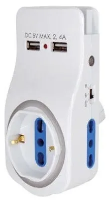 Image de Multiprise 3 prises + 2 ports USB et support pour smartphone