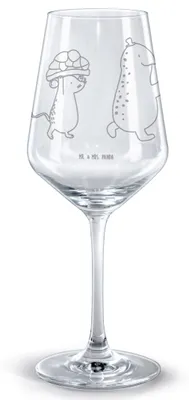Produktbild von Mr. & Mrs. Panda Weinglas Schildkröte Maus - Transparent - Geschenk, graviert, Kelch, Beste Freundinnen, graviertes, Spazieren, Rotweinglas mit Gravur, glas für rotwein