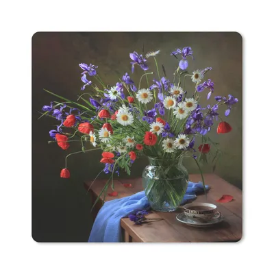 Produktbild von MuchoWow® Mauspad Mousepad Blumen - Tee - Stilleben 20x20 cm - Mousepads - Maus Mat - Pad - Mausunterlage - Desk Mat - Bureauartikeln