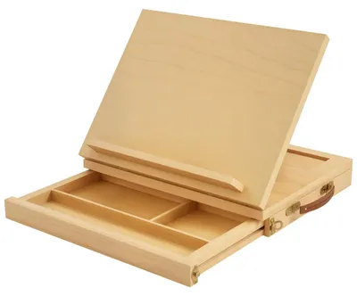 Produktbild von Tischstaffelei, kleine Staffelei, 1 Schublade, 3 Fächer, Massivholz, Staffelei für Künstler Malerei