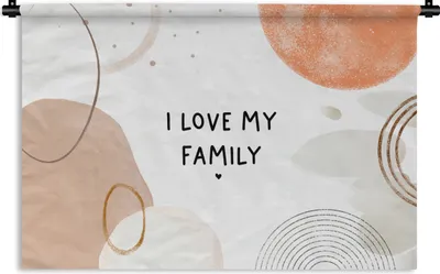 Produktbild von MuchoWow® Wandteppich Wandbehang Zitate - Sprichwörter - Ich liebe meine Familie - Familie 90x60 cm Tapisserie Dekoration Wandtuch - Wandskulpturen - Bildteppich