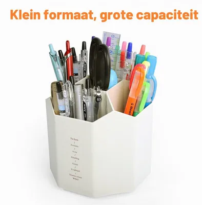 Produktbild von Stifthalter Schreibtisch-Organizer - 360° drehbar - 5 Fächer - Weiß - Für Büro und Schule