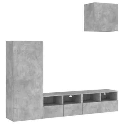 Immagine prodotto di parete attrezzata 4 pezzi cemento grigio materiale legno