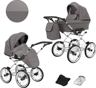 Produktbild von Kunert Romantic 2in1 Kinderwagen in Anthrazit und grauem Rahmen, mit AIR Wheels