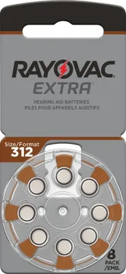 Produktbild von Batterie Zinc Air, 312, 1.4V Extra, Retail Blister (8-Pack)